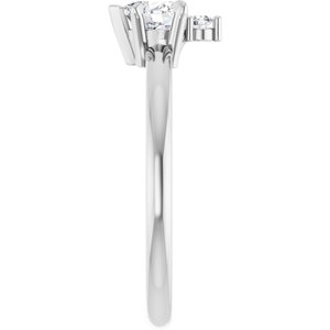 14K White Gold Natural White Sapphire & .03 CT Natural Diamond Ring