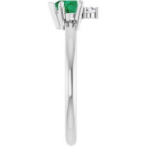 Platinum Lab-Grown Emerald & .03 CT Natural Diamond Ring