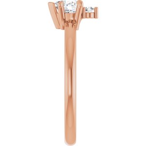 14K Rose Gold Natural White Sapphire & .03 CT Natural Diamond Ring