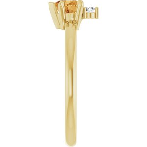 14K Yellow Gold Natural Citrine & .03 CT Natural Diamond Ring