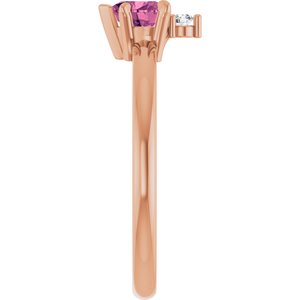 14K Rose Gold Natural Pink Tourmaline & .03 CT Natural Diamond Ring