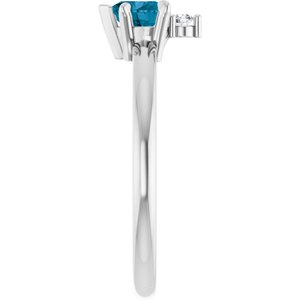 Platinum Natural London Blue Topaz & .03 CT Natural Diamond Ring