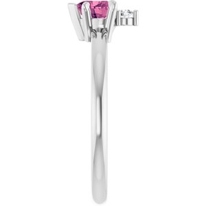 Sterling Silver Natural Pink Tourmaline & .03 CT Natural Diamond Ring