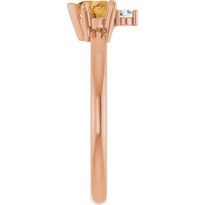 14K Rose Gold Natural Citrine & .03 CT Natural Diamond Ring