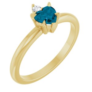 14K Yellow Gold Natural London Blue Topaz & .03 CT Natural Diamond Ring