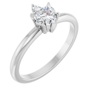 14K White Gold Natural White Sapphire & .03 CT Natural Diamond Ring