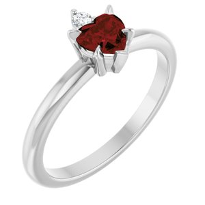 Sterling Silver Natural Mozambique Garnet & .03 CT Natural Diamond Ring