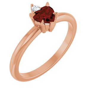 14K Rose Gold Natural Mozambique Garnet & .03 CT Natural Diamond Ring