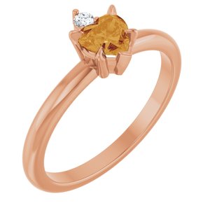 14K Rose Gold Natural Citrine & .03 CT Natural Diamond Ring