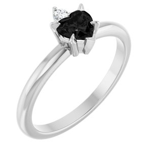 Sterling Silver Natural Black Onyx & .03 CT Natural Diamond Ring