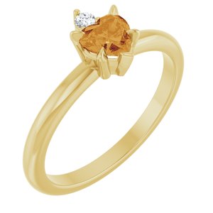 14K Yellow Gold Natural Citrine & .03 CT Natural Diamond Ring