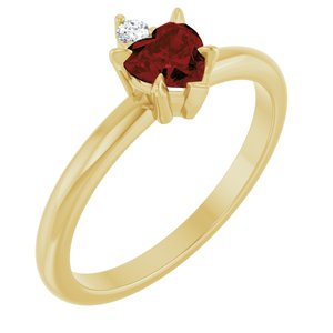 14K Yellow Gold Natural Mozambique Garnet & .03 CT Natural Diamond Ring