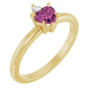 14K Yellow Gold Natural Pink Tourmaline & .03 CT Natural Diamond Ring