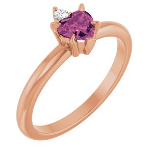 14K Rose Gold Natural Pink Tourmaline & .03 CT Natural Diamond Ring