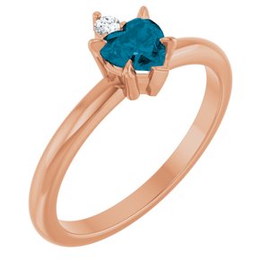 14K Rose Gold Natural London Blue Topaz & .03 CT Natural Diamond Ring