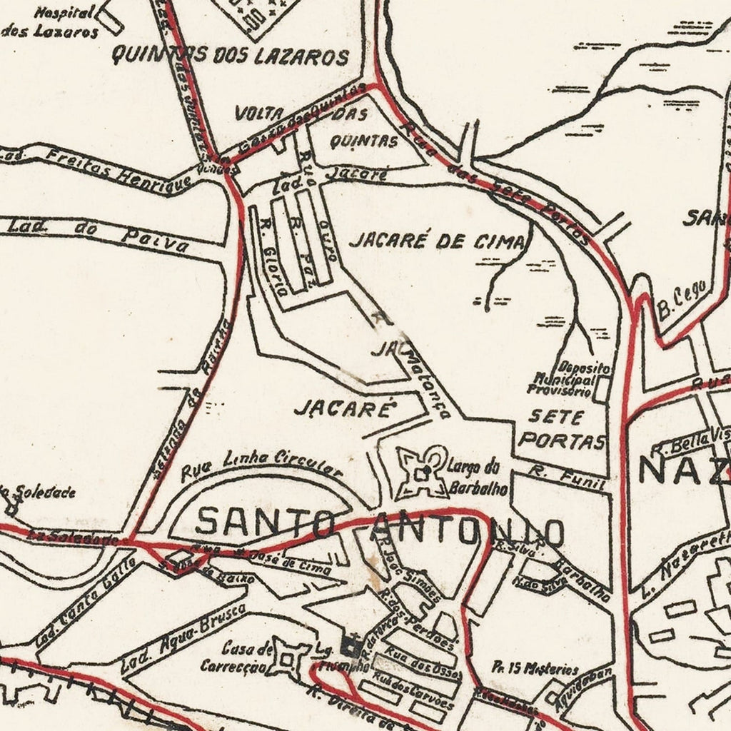 Vintage Map of Salvador, Brazil 1931