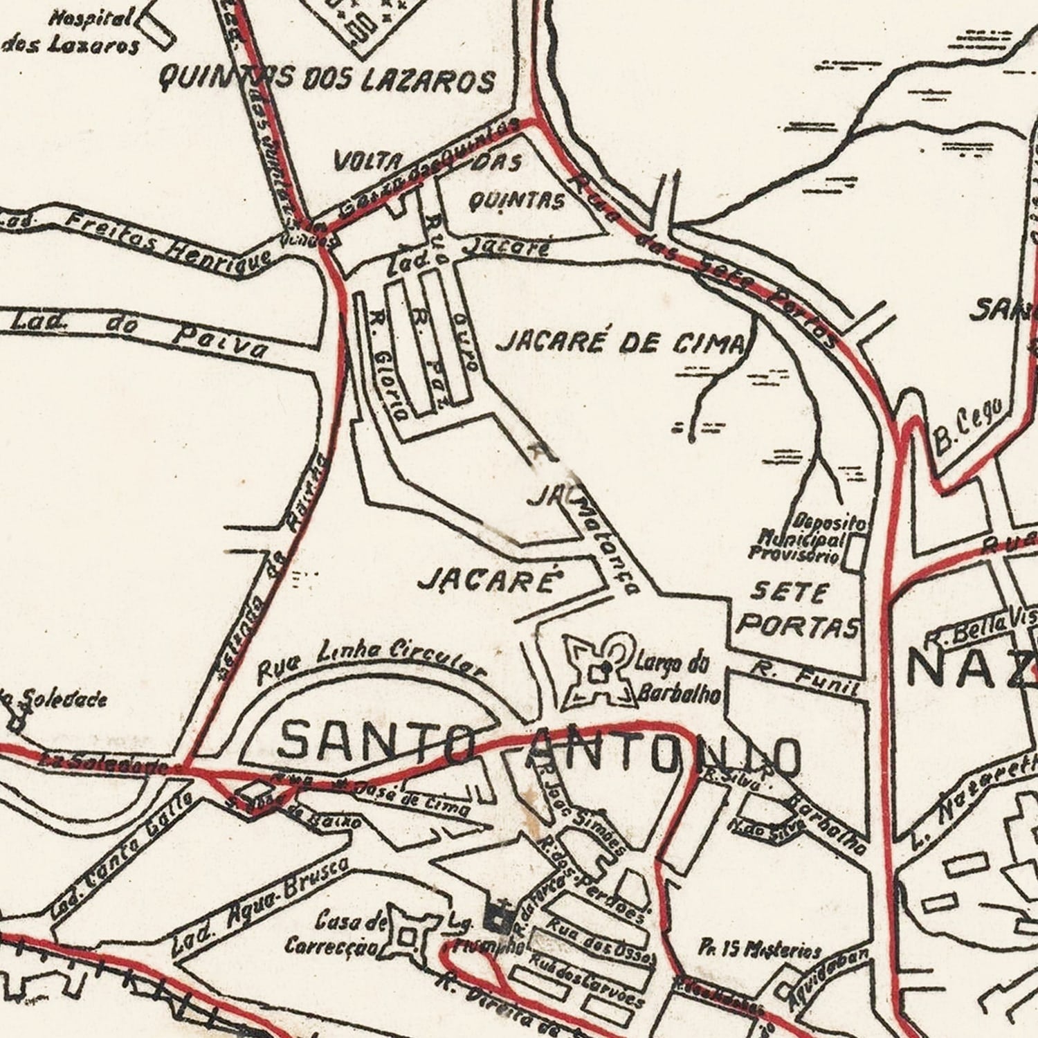 Vintage Map of Salvador, Brazil 1931