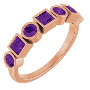 14K Rose Gold Natural Amethyst Stackable Ring