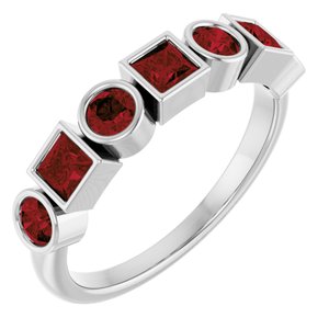 Platinum Natural Mozambique Garnet Stackable Ring