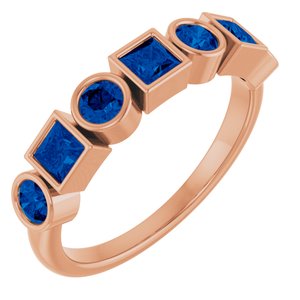 14K Rose Gold Lab-Grown Blue Sapphire Stackable Ring