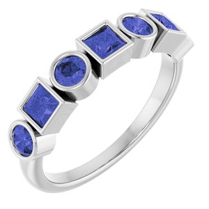 Platinum Natural Iolite Stackable Ring