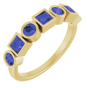 14K Yellow Gold Natural Iolite Stackable Ring