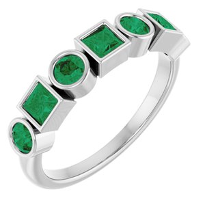 Platinum Lab-Grown Emerald Stackable Ring