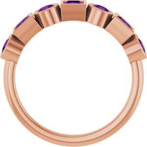 14K Rose Gold Natural Amethyst Stackable Ring