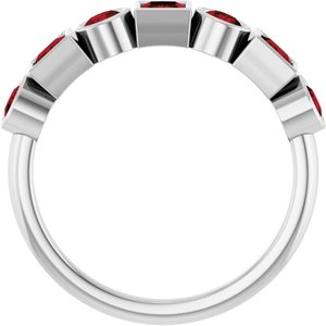 Platinum Natural Mozambique Garnet Stackable Ring
