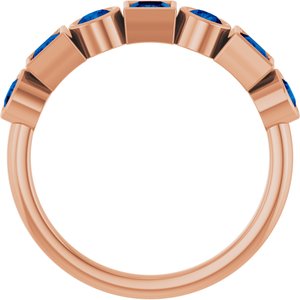 14K Rose Gold Lab-Grown Blue Sapphire Stackable Ring