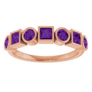 14K Rose Gold Natural Amethyst Stackable Ring