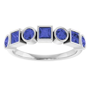 14K White Gold Natural Iolite Stackable Ring