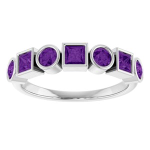 Platinum Natural Amethyst Stackable Ring