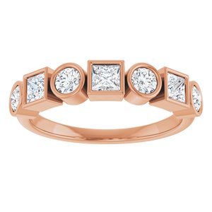 14K Rose Gold Natural White Sapphire Stackable Ring