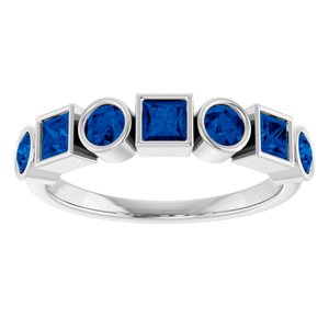 Platinum Lab-Grown Blue Sapphire Stackable Ring