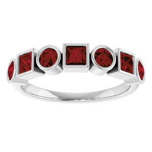 Platinum Natural Mozambique Garnet Stackable Ring