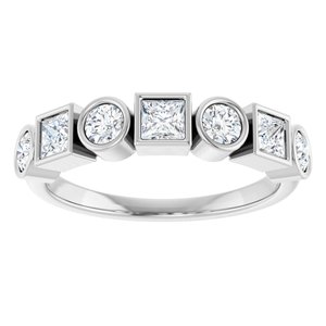 14K White Gold Natural White Sapphire Stackable Ring