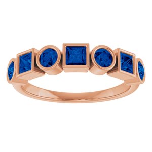 14K Rose Gold Lab-Grown Blue Sapphire Stackable Ring
