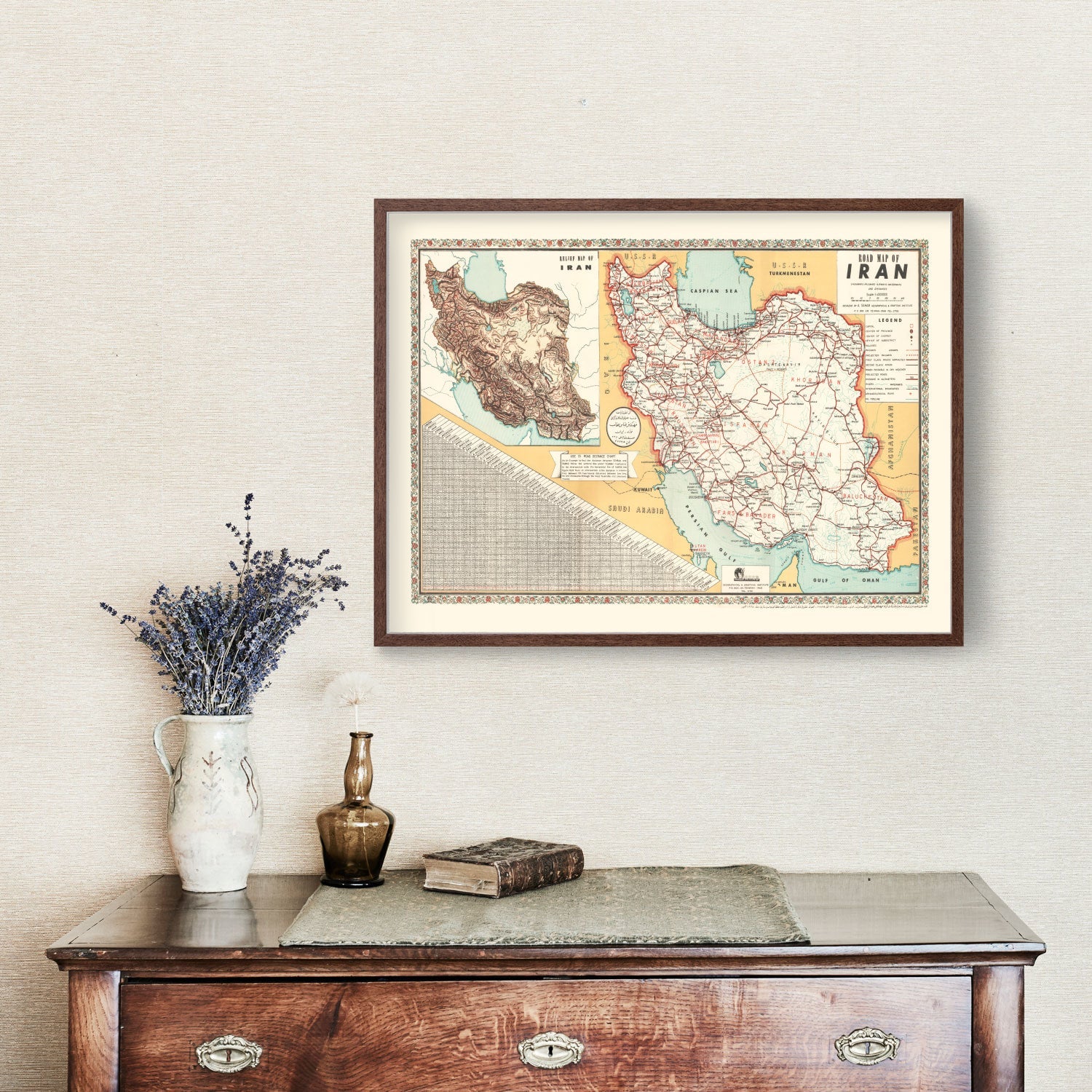 Vintage Map of Iran 1960