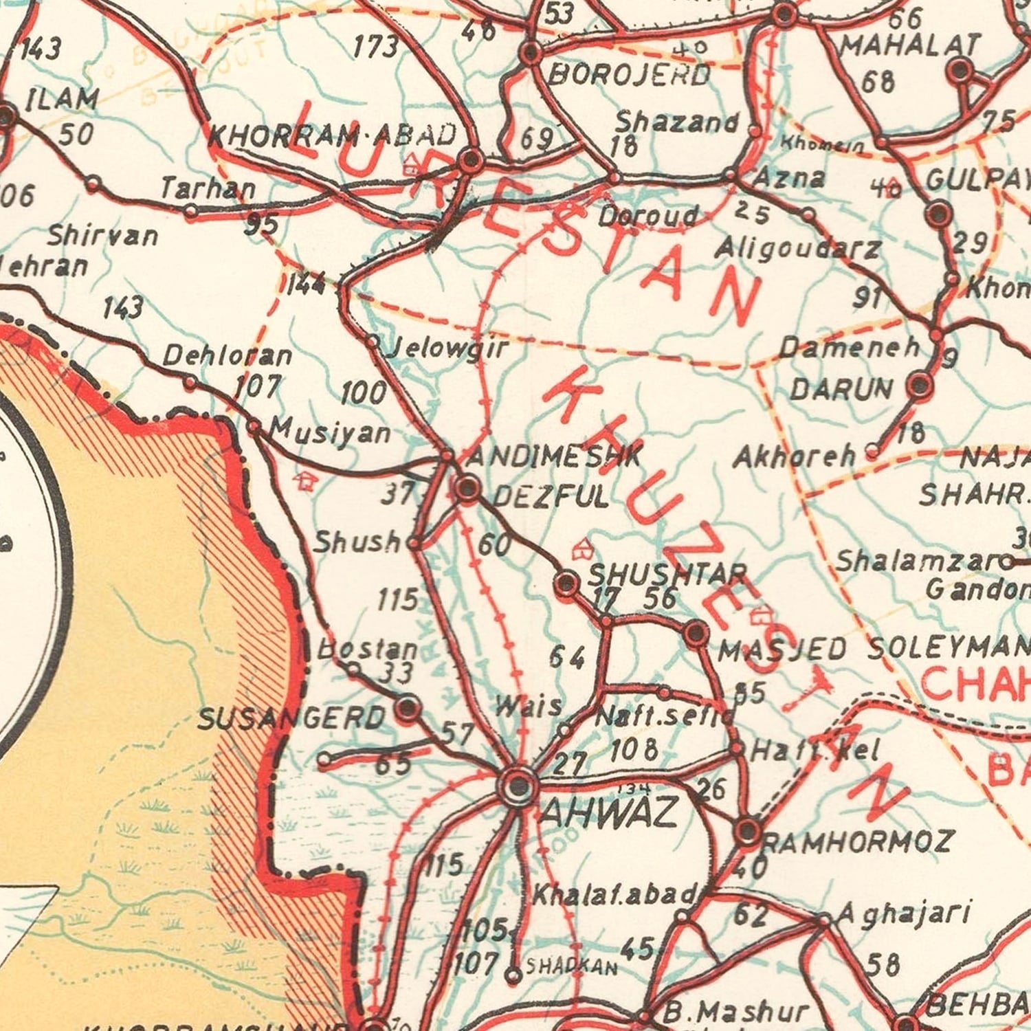 Vintage Map of Iran 1960
