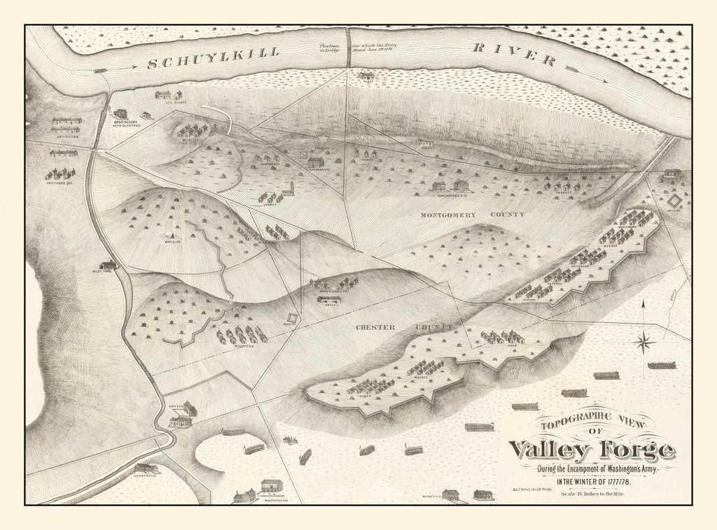 Vintage Valley Forge, PA Map 1877