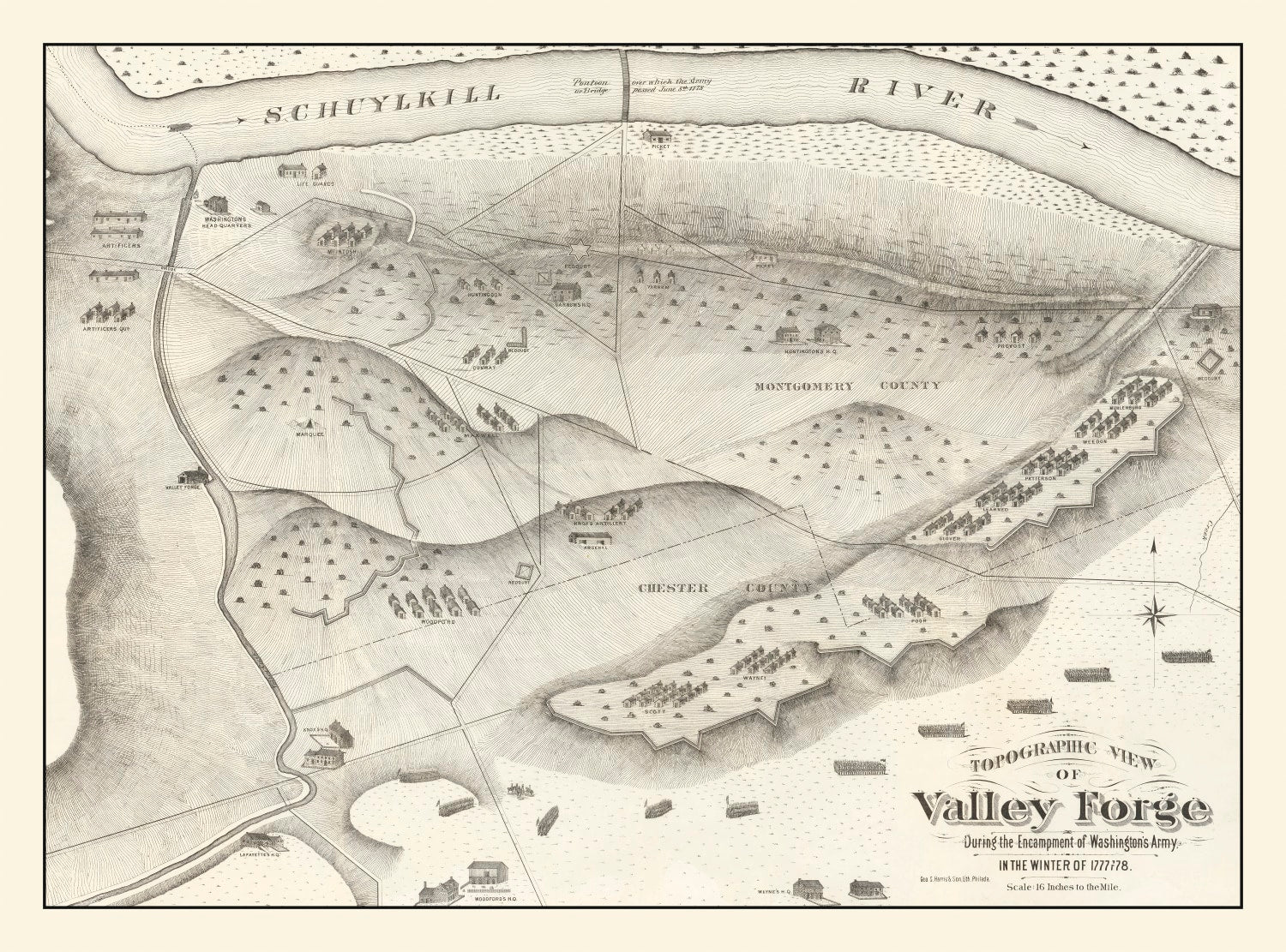 Vintage Valley Forge, PA Map 1877