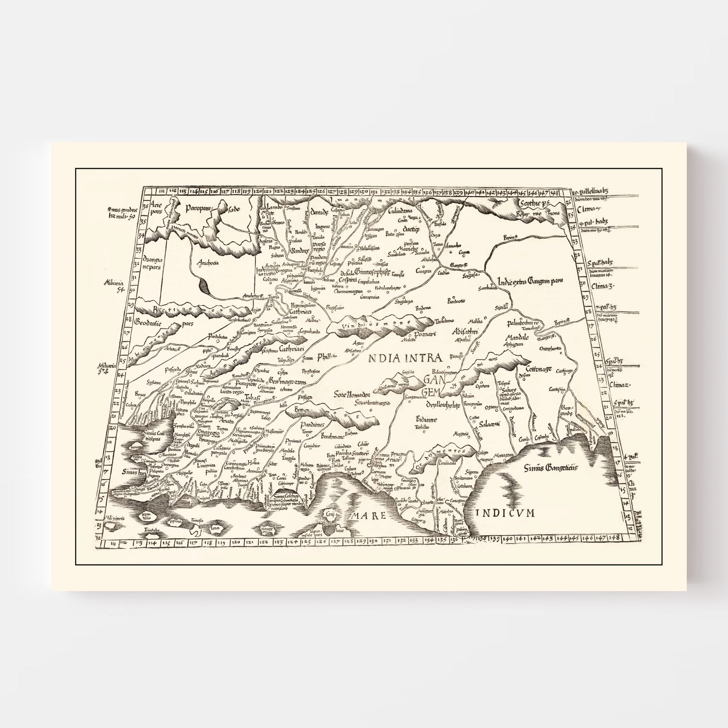 Vintage Ptolemaic India Map 1522