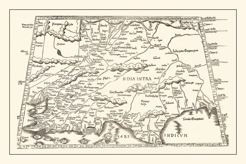 Vintage Ptolemaic India Map 1522
