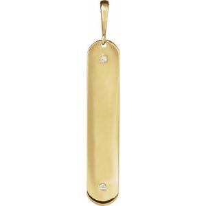 14K Yellow Gold .0075 CTW Natural Diamond Engravable Bar Charm/Pendant