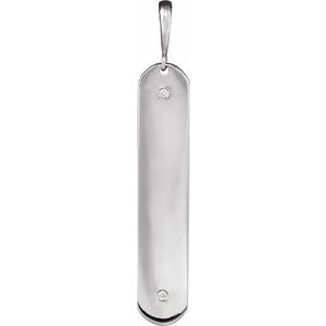 Sterling Silver .0075 CTW Natural Diamond Engravable Bar Charm/Pendant