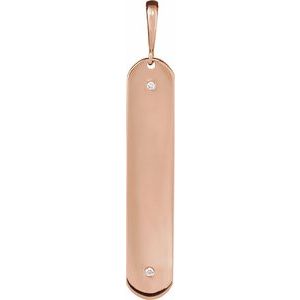 14K Rose Gold .0075 CTW Natural Diamond Engravable Bar Charm/Pendant