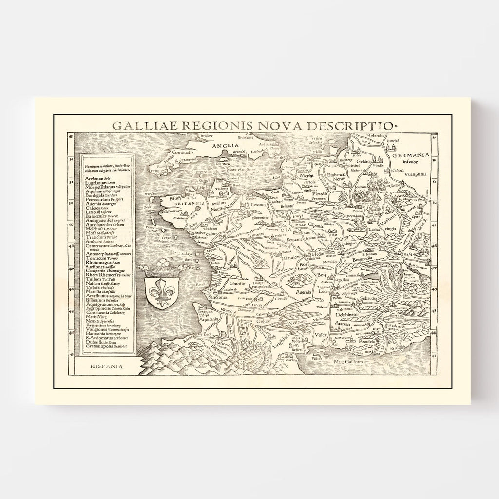 Vintage Map of France 1550