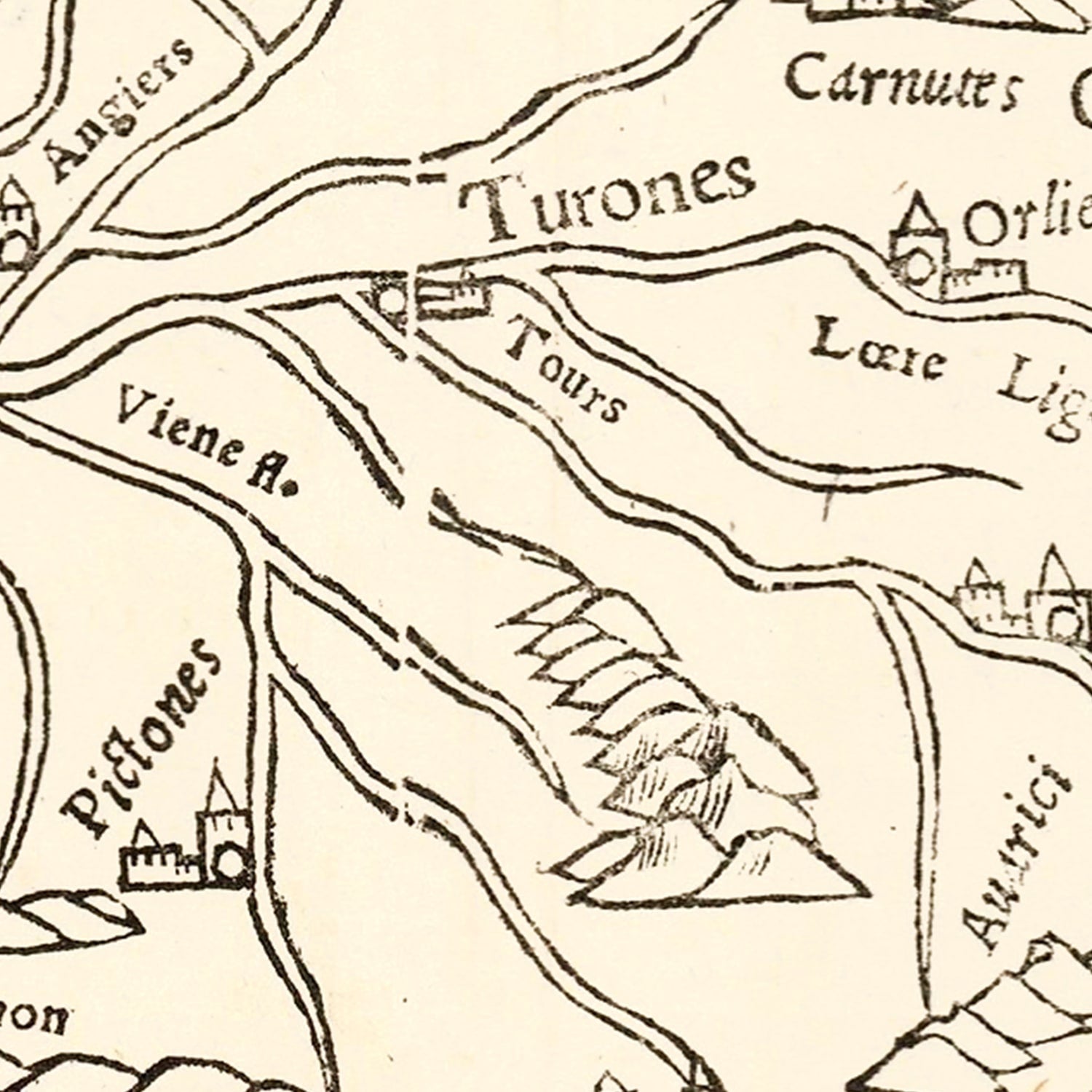 Vintage Map of France 1550