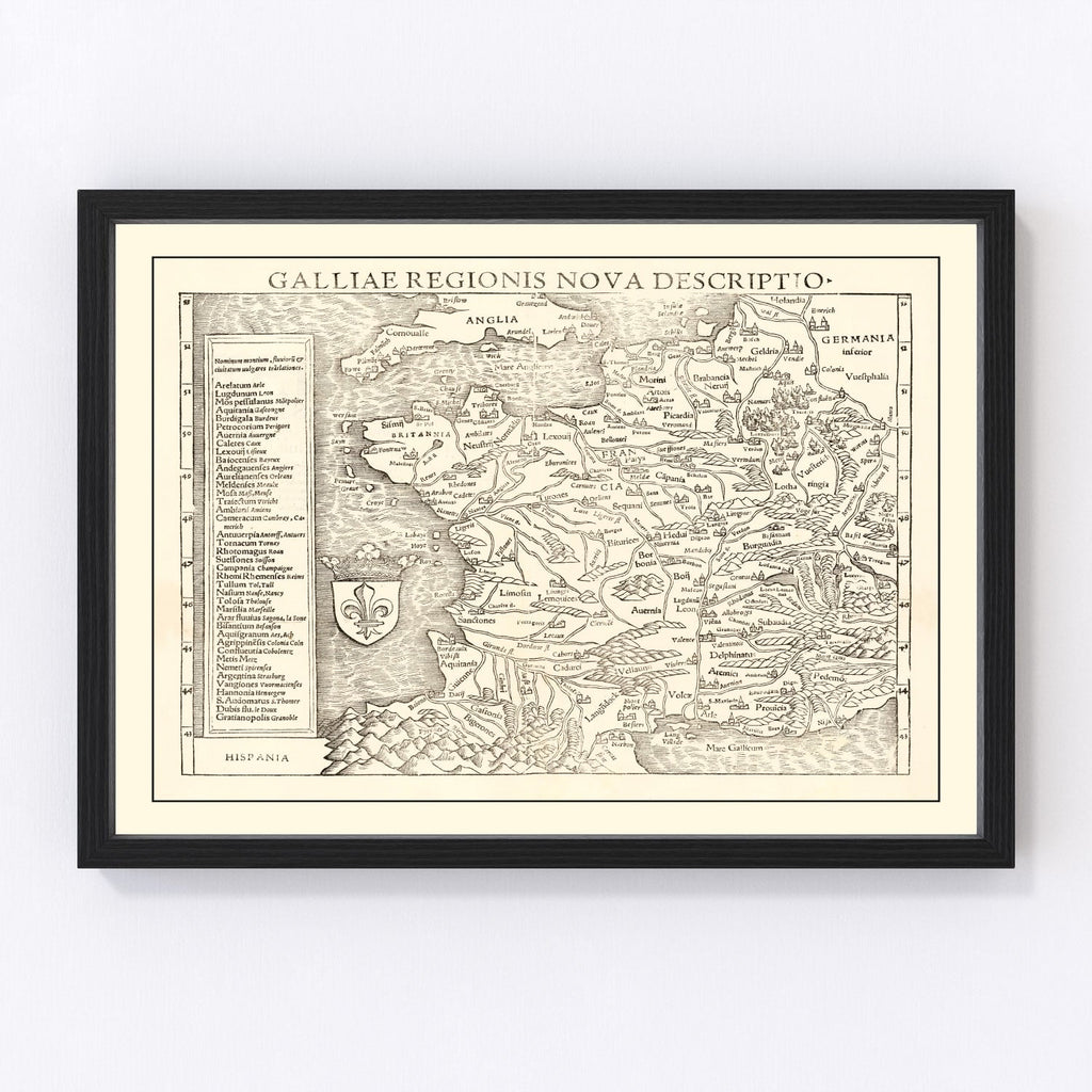 Vintage Map of France 1550